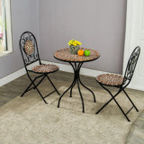 2 - Person Metal Patio Dining Set with Round Table , Cushions Included