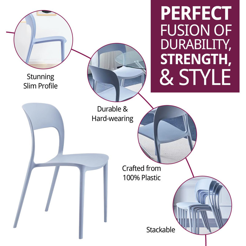 Stoker Stackable Plastic Chairs (CHA201) X 4, Grey