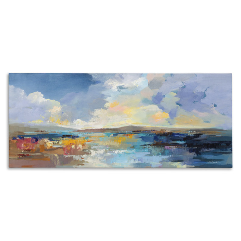 «Seaside Sunset», art mural sur toile par Silvia Vassileva, H 20 po x l 48 po