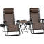 Chaise zéro gravité avec confort - chaises pliantes inclinables, porte-gobelets et table d'appoint pour la piscine, le camping, les coussins portatifs bruns
