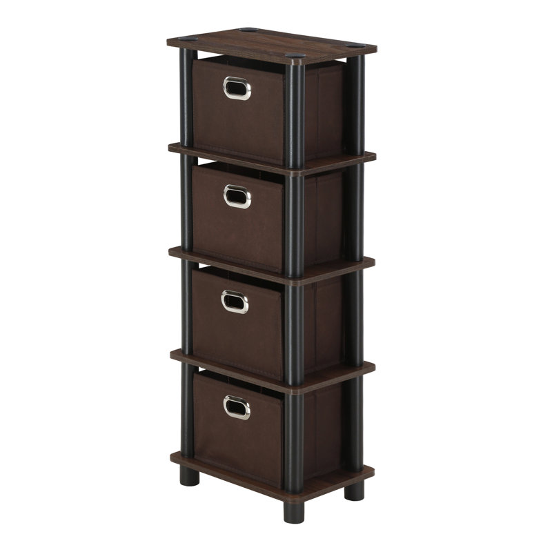 Daanyal 73.15 cm H x 28.7 cm W Cube Bookcase, Columbia Walnut/Black/Dark Brown