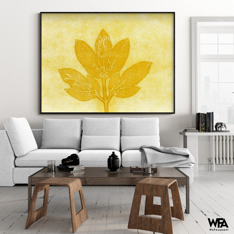 «Horizontal Plants 5» par MMB Studio, impression d'affiche de feuille botanique jaune vif, imprimé de feuilles de moutarde, décor de chambre de garçon scout 85748