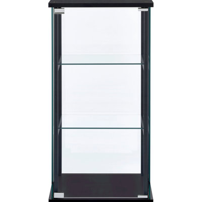 Armoire de rangement à 3 tablettes en verre noir avec un verre transparent, qui s'harmonise avec divers styles de meubles dans votre maison, porte de présentation de 33,5 pouces de hauteur, meubles de salon,