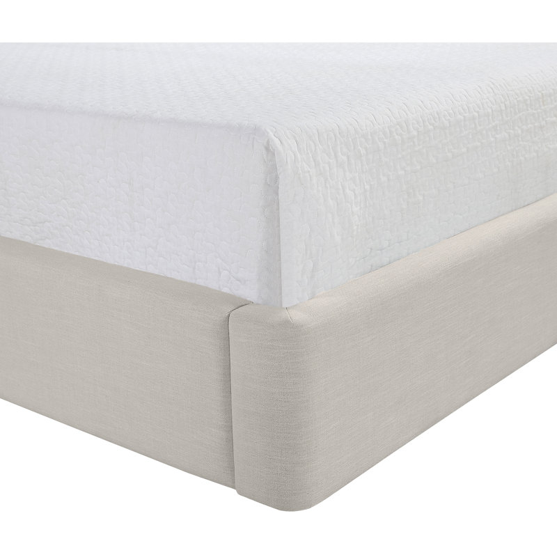 Kendall Wanaque Linen Textured Fabric Upholstered Bed, Beige Linen Textured Fabric, Full