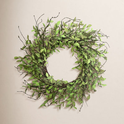 24" Handmade Spring Tea Leaf Front Door Wreath