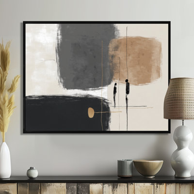 Formes brunes avec mélange abstrait de minimalisme gris - Art mural minimaliste, impression sur toile gris minimaliste