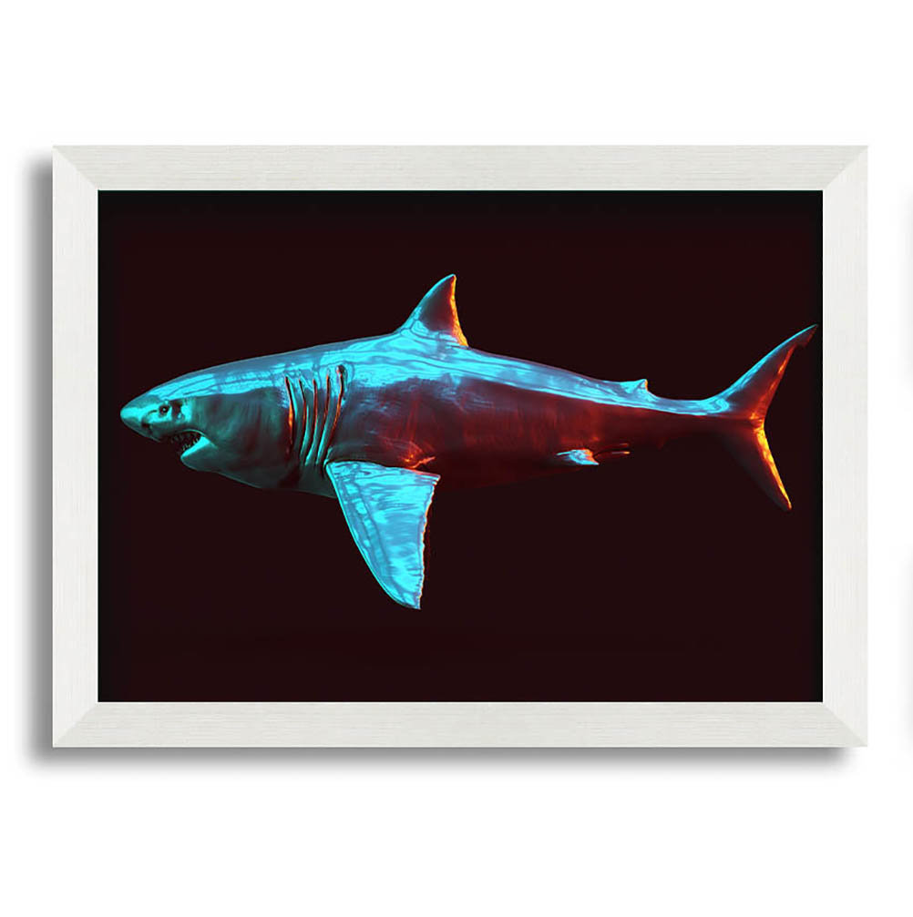 Gerahmtes Leinwandbild Shark in the Deep Sea