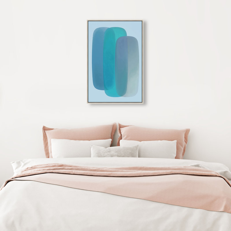Teal Gradients Print by Oliver Gal, 46"H x 31"W, Silver Floater Frame