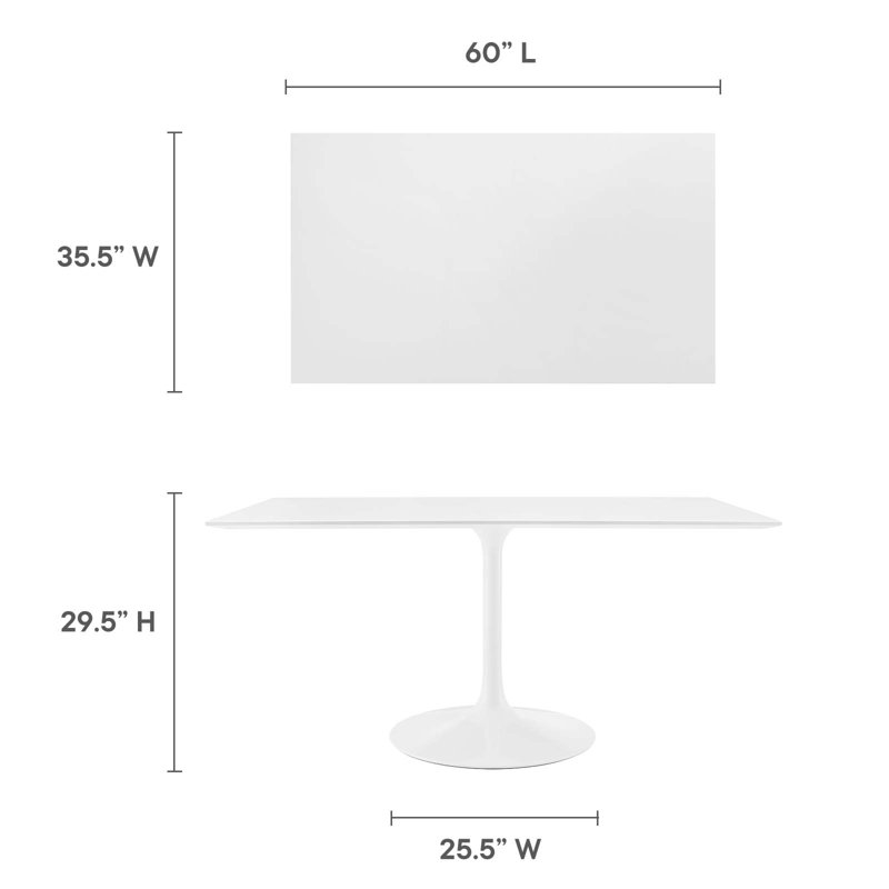 Lippa 60" Rectangle Dining Table, White