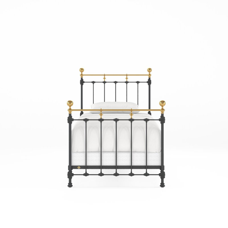 152 Excelsior Bed | Complete Standard, Twin, Flat Black/Antique Gold