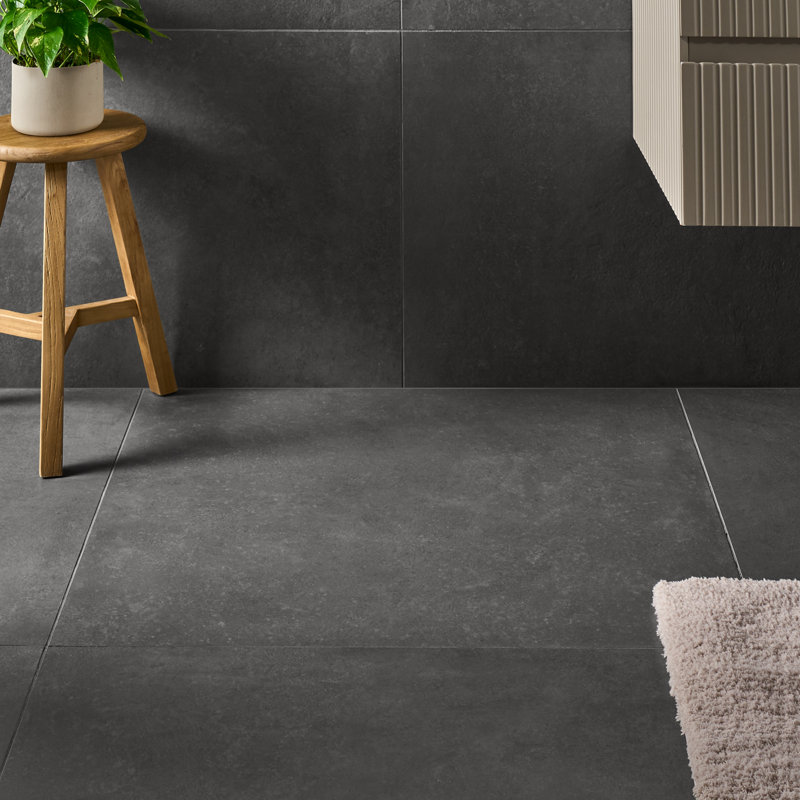 Stoneside 36x36 Matte Porcelain Tile, Charcoal Gray