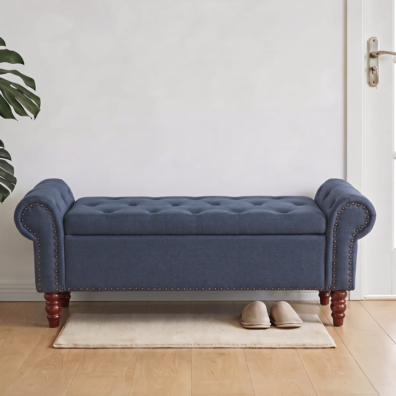 Pouf de rangement rembourré de 129 cm (50,78 po), Bleu