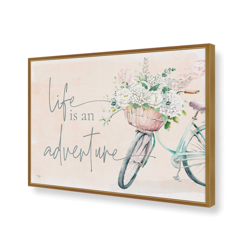 «Life is an Adventure» par Mollie B., reproduction d'art, L 16 po x H 12 po, Doré, Impression encadrée