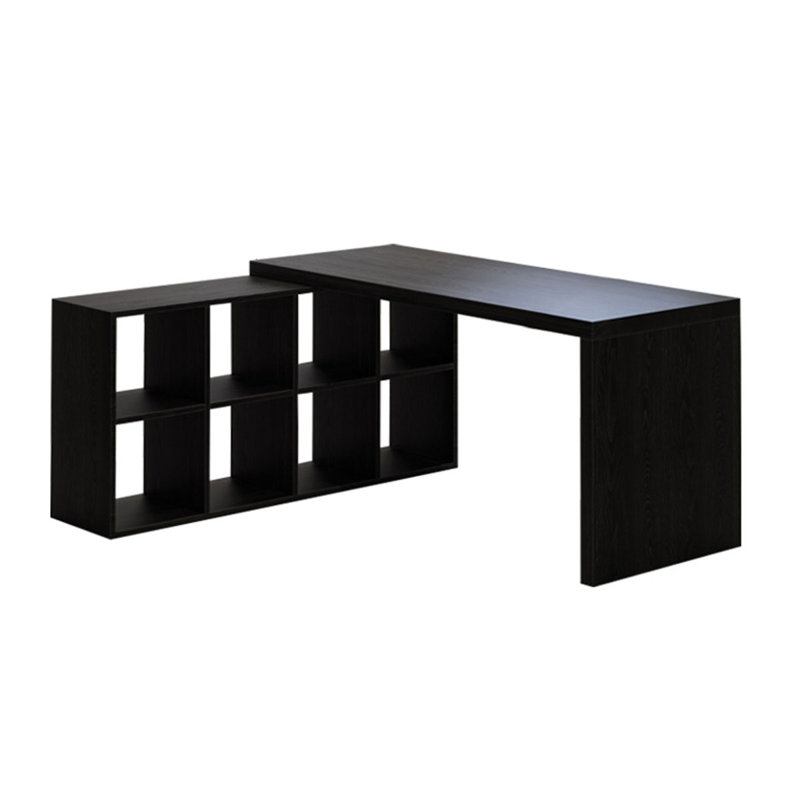 Black L-Shaped Solid Wood desks, 29.53" H x 70.87" W x 23.62" D, Left Hand Return