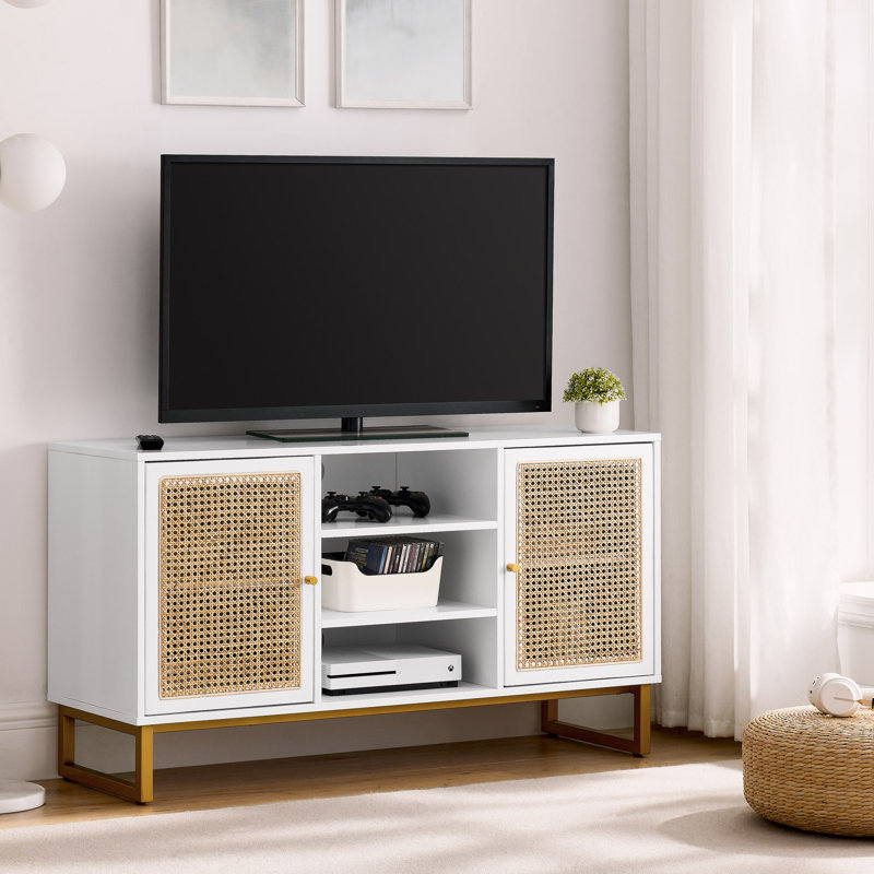 Meuble télé Hance de 47 po de style moderne Mid-Century avec tablette réglable pour le salon Hance