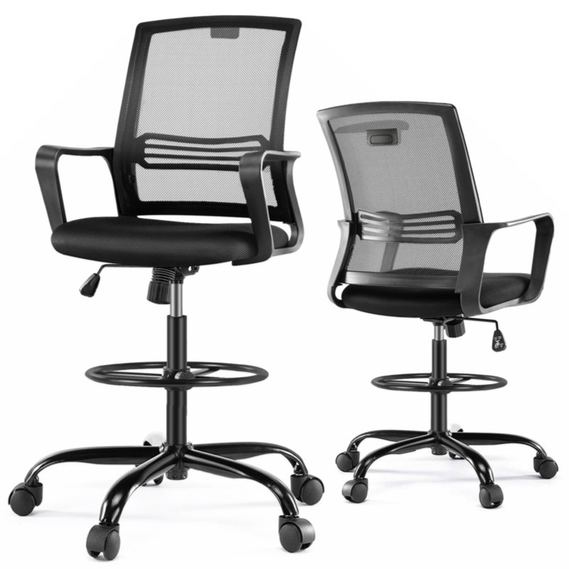 Laeticia ABS+Rubber+Steel (Q235) Drafting Chair, Black