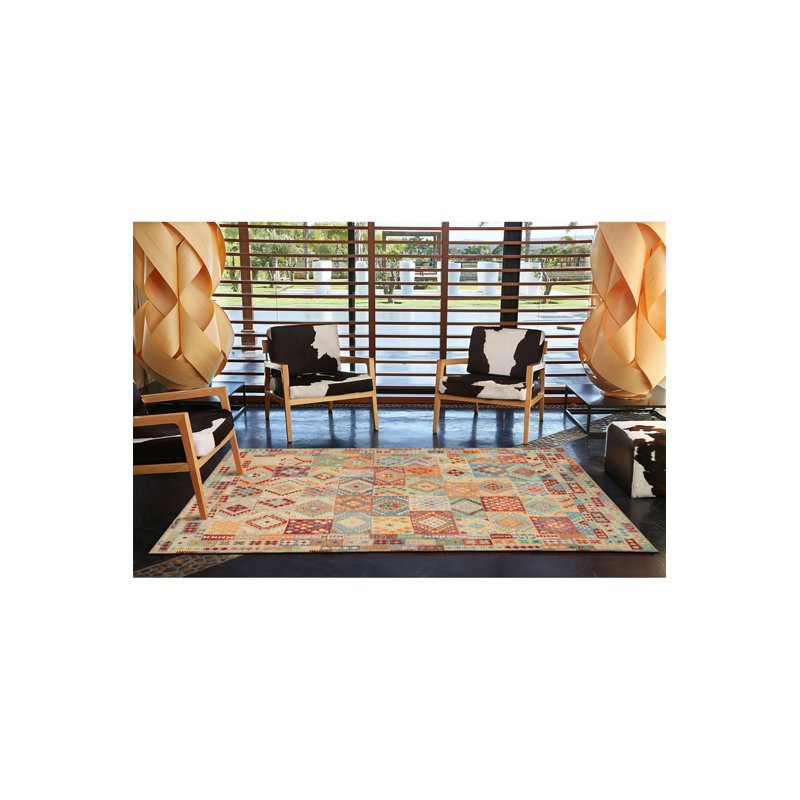 Tapis décoratif multicolore à motifs géométriques rectangulaires lavables à la machine