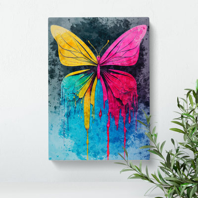 Paint Drip Butterfly No.2 Abstract - Wrapped Canvas