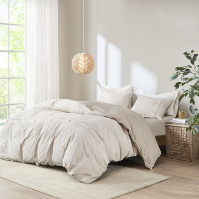Housse de couette en coton biologique 3 pièces, naturelle, double / grand, classique / intemporelle, double / grand, sensation douillette naturelle