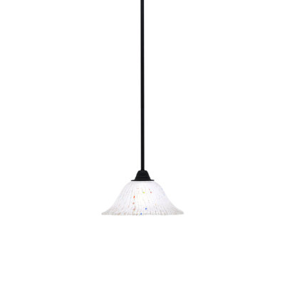 Luminaire suspendu Paramount, fini noir mat et verre cristal givré de 10 po
