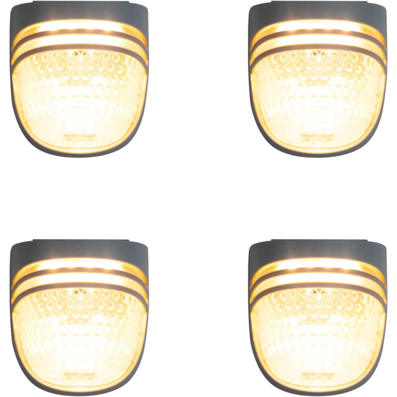 Dappled-Pebble Gray Solar Powered LED Deck Light Pack, 4 Pack