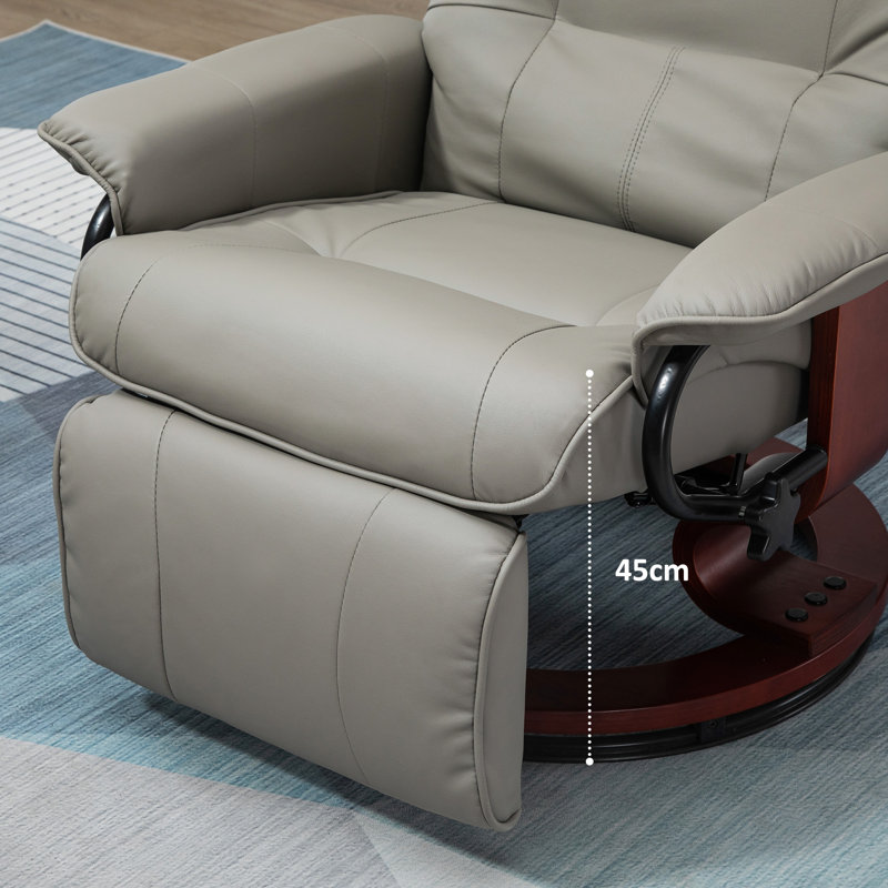 Fauteuil inclinable manuel en similicuir, bois, Gris