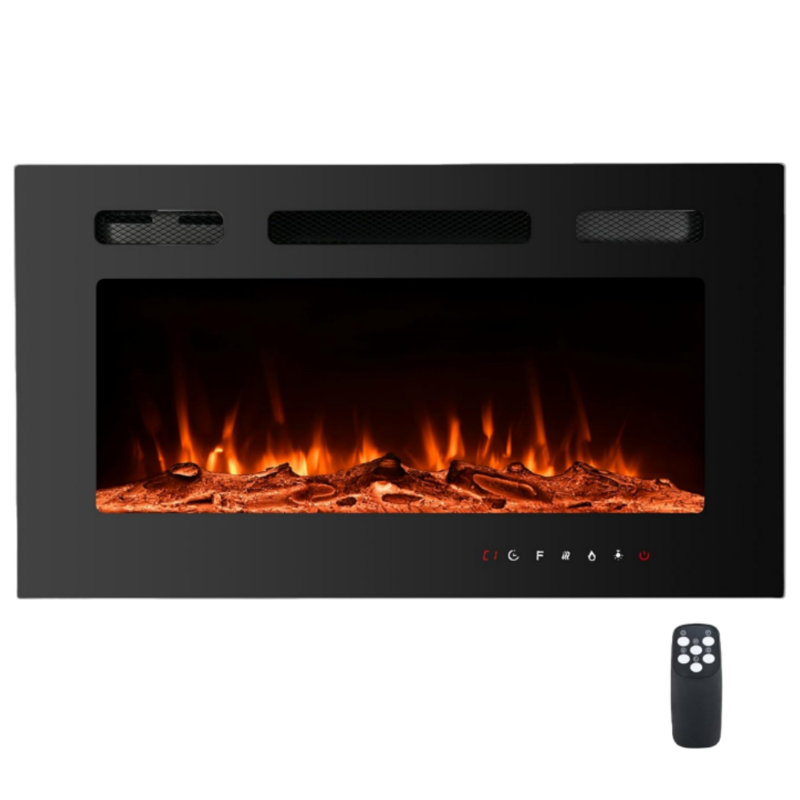 Symple Stuff 89cm W Matte Black Electric Fireplace