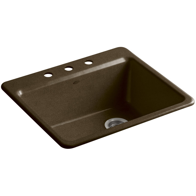 Riverby® 25" L x 22" W x 9-5 8" Bar Kitchen Sink with Basin Rack, 4 holes, White
