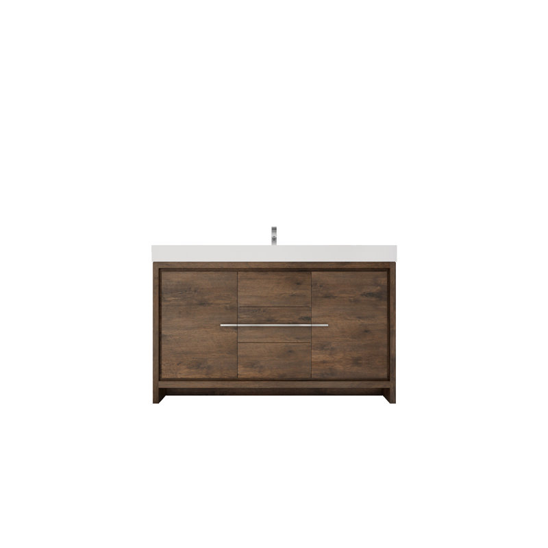 Ensemble de meuble-lavabo simple 60 po Chaumont, Palissandre, Chrome