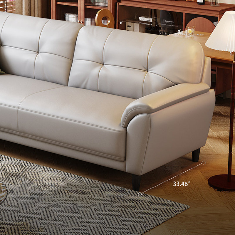 Coussin de canapé standard en cuir véritable, Gris, H 31,5 po x l 86,61 po x P 33,46 po