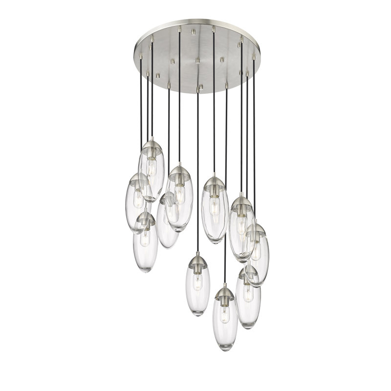 Lustre à 11 lumières Melvina, Nickel brossé
