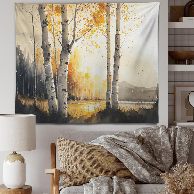 - Tapisserie murale paysage forêt, H 32 po x l 39 po