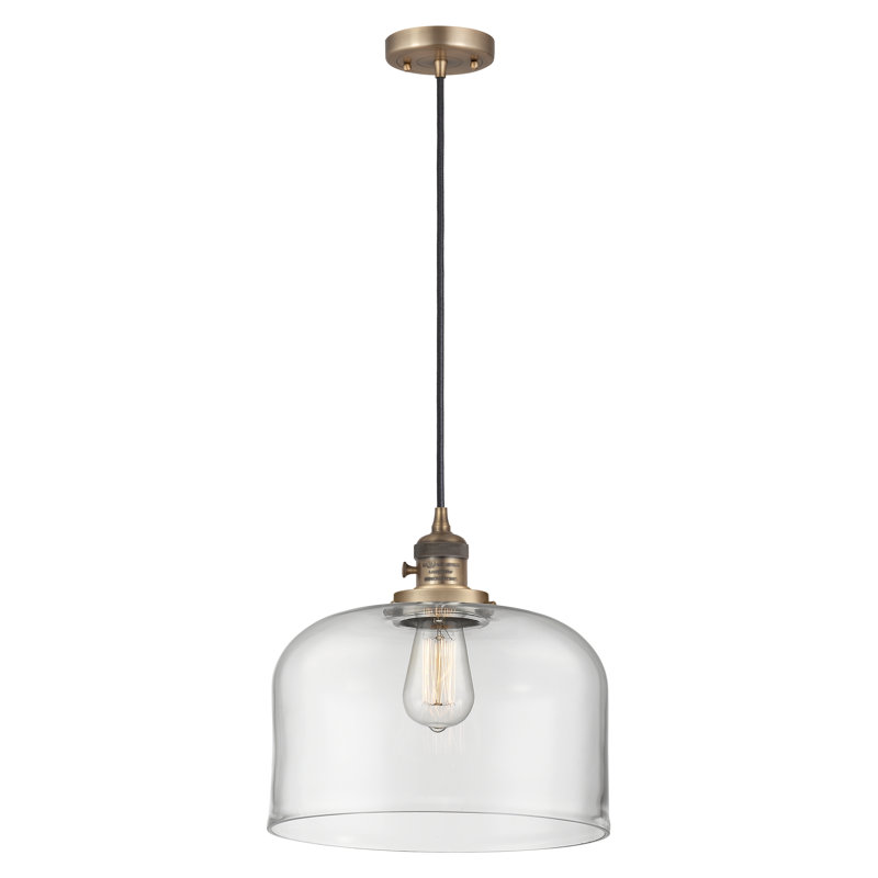 Luminaire suspendu en forme de globe à 1 lumière Analiah, DEL, Clair, Laiton brossé