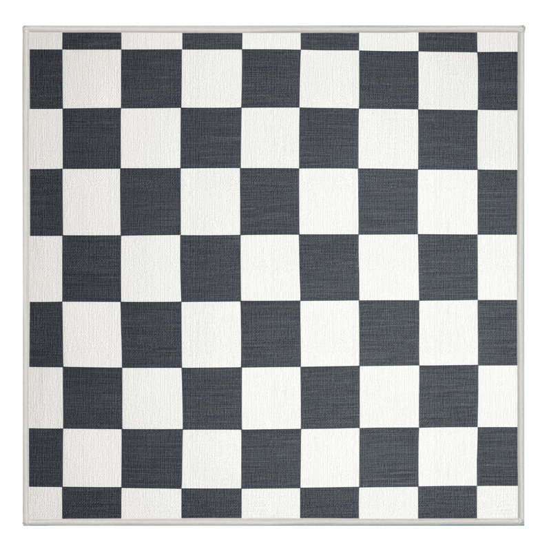 Machine Washable Checkered White Area Rug, Square 3'