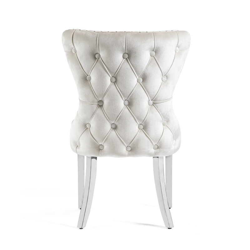 Chaises d'appoint rembourrées Monroe, Chrome, Blanc