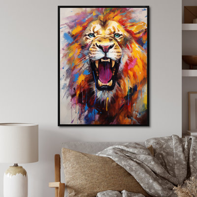 Abstrait lion rugissant - Lion, art mural