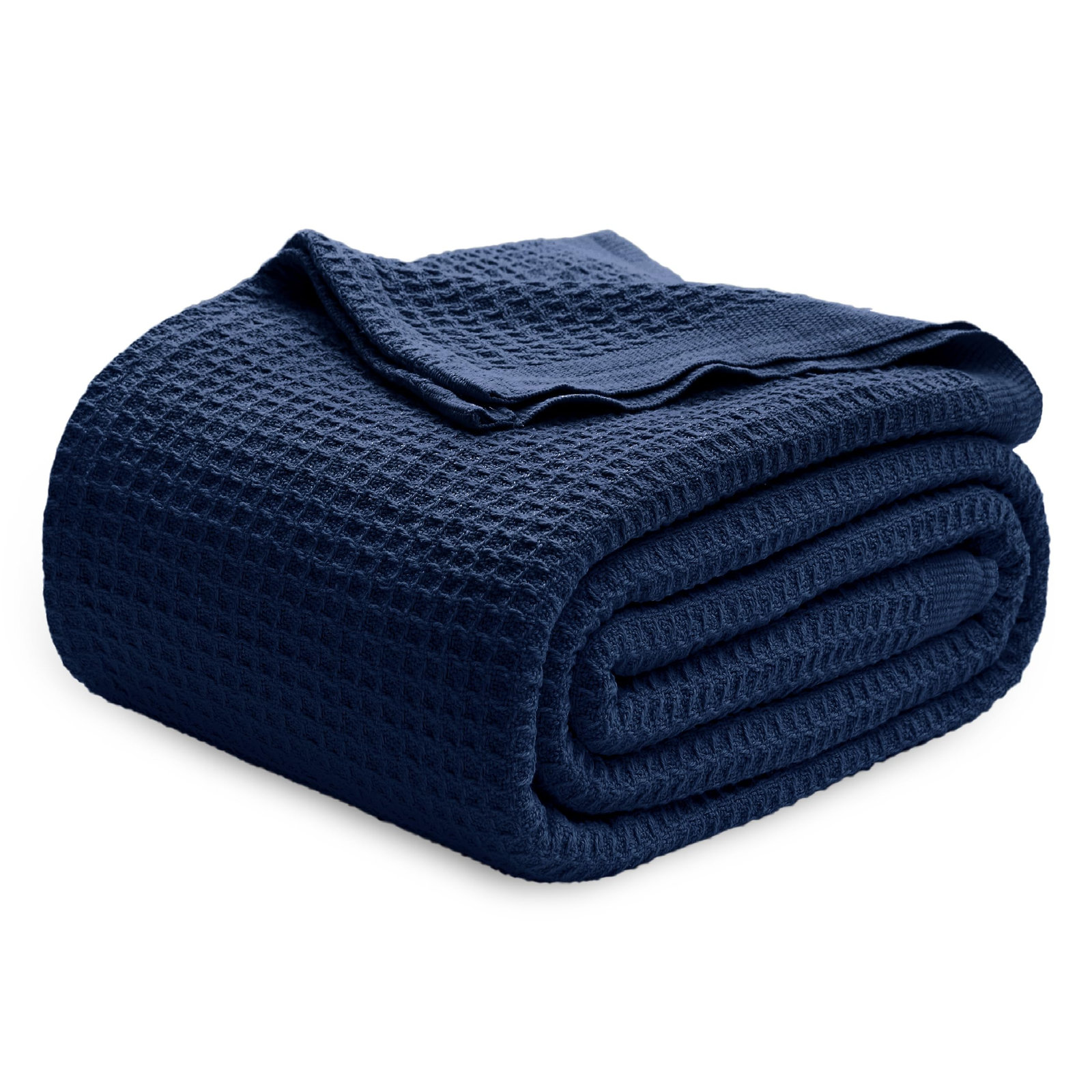 Bedsure 406gsm 100% Cotton Blanket Breathable Waffle Weave Throw Blanket GentleSoft™️, Pageant Blue, Twin-XL