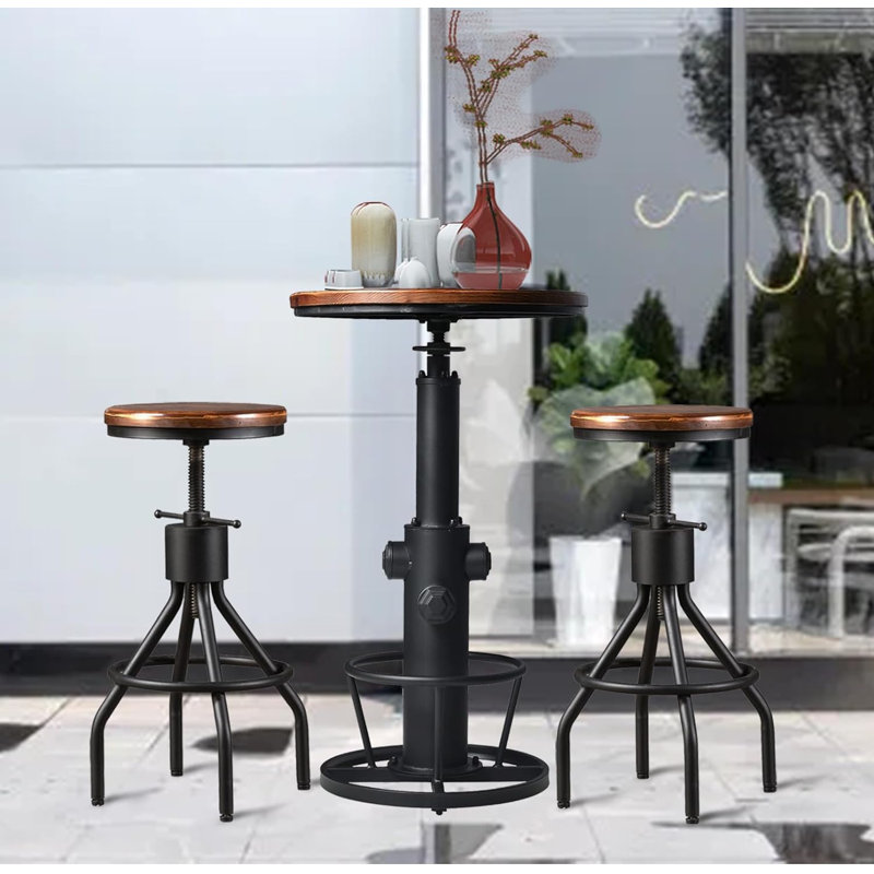 Parkwoods Pine Solid Wood Top Four Leg Dining Set, Black, 3