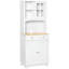 Buffet de cuisine autoportant de 67 po avec huche, garde-manger avec support à micro-ondes, tablette réglable, 2 tiroirs, armoire, blanc