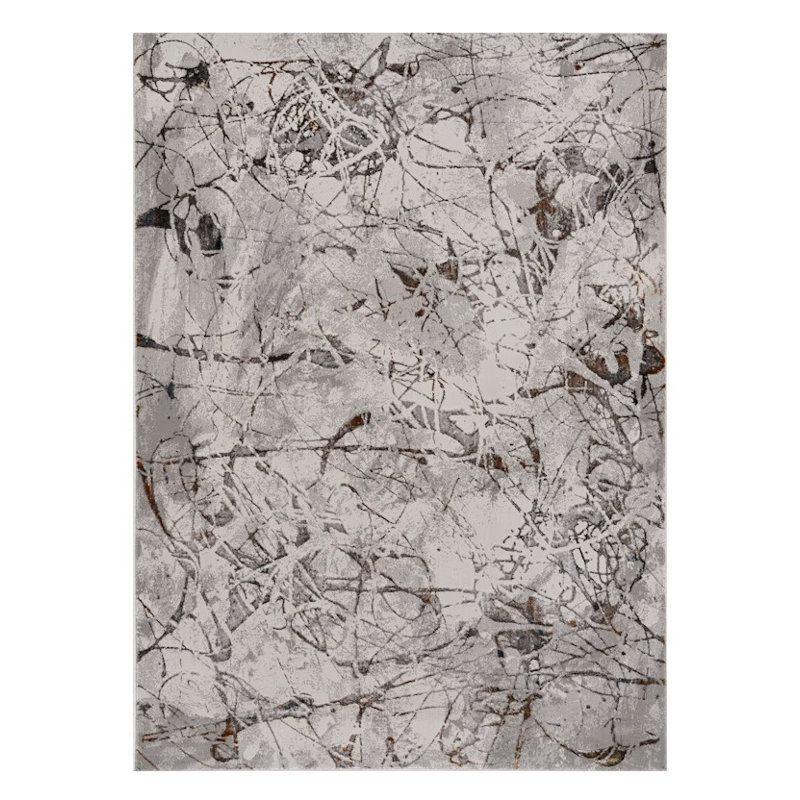 Tapis gris et ivoire 6 pi x 9 pi