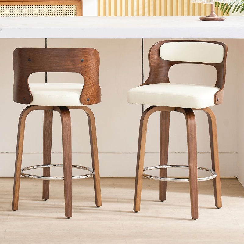 Swivel Faux Leather Counter & Bar Stools, White