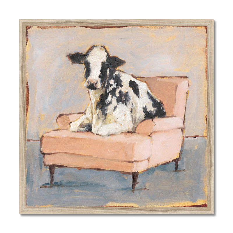 Moo-ving In II by Ethan Harper - Painting, Natural Wood Framed Paper Print, 55cm H x 55cm W x 2.3cm D