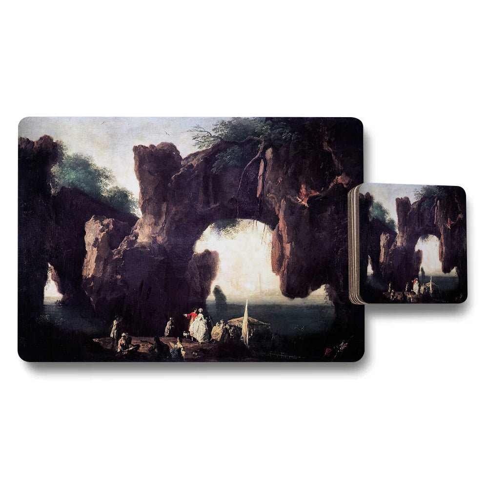 Placemat And Coaster Set With Scenic Rock Arch Landscape Artwork