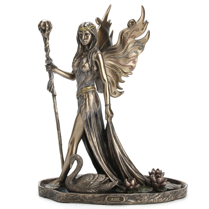 Statue d'étagère traditionnelle Aine, reine des fées, finition bronze, en polyrésine, 22,2 cm de hauteur