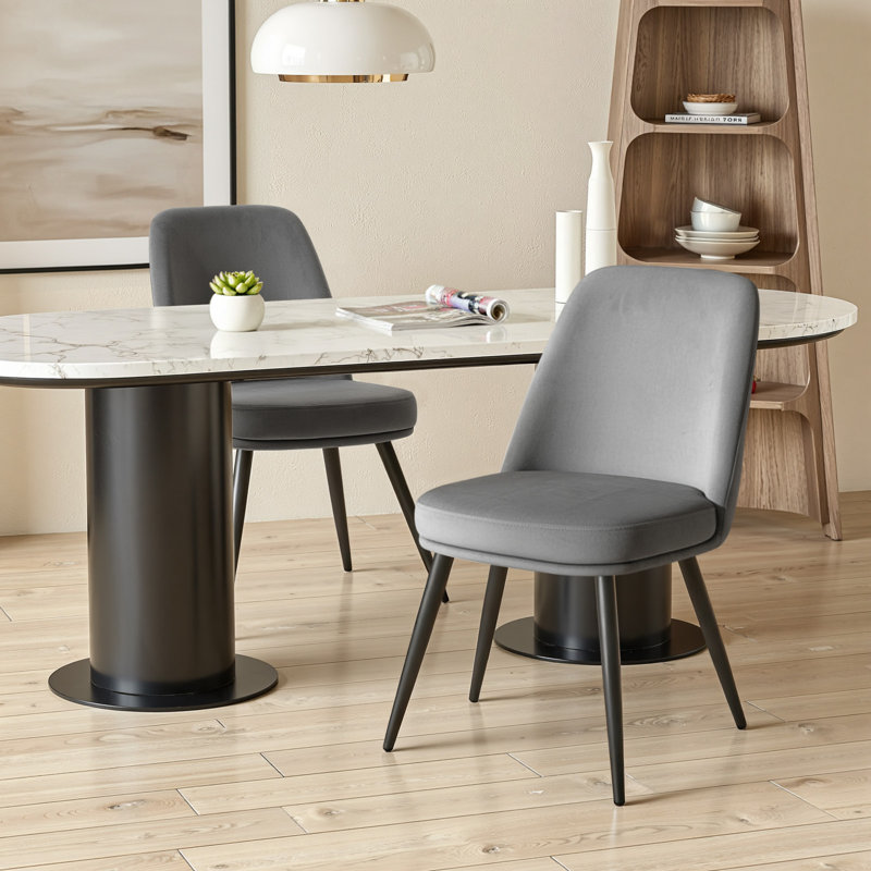 49Cm H Modern Velvet Upholstered Dining Chair for Kitchen/Dining Room, Gray