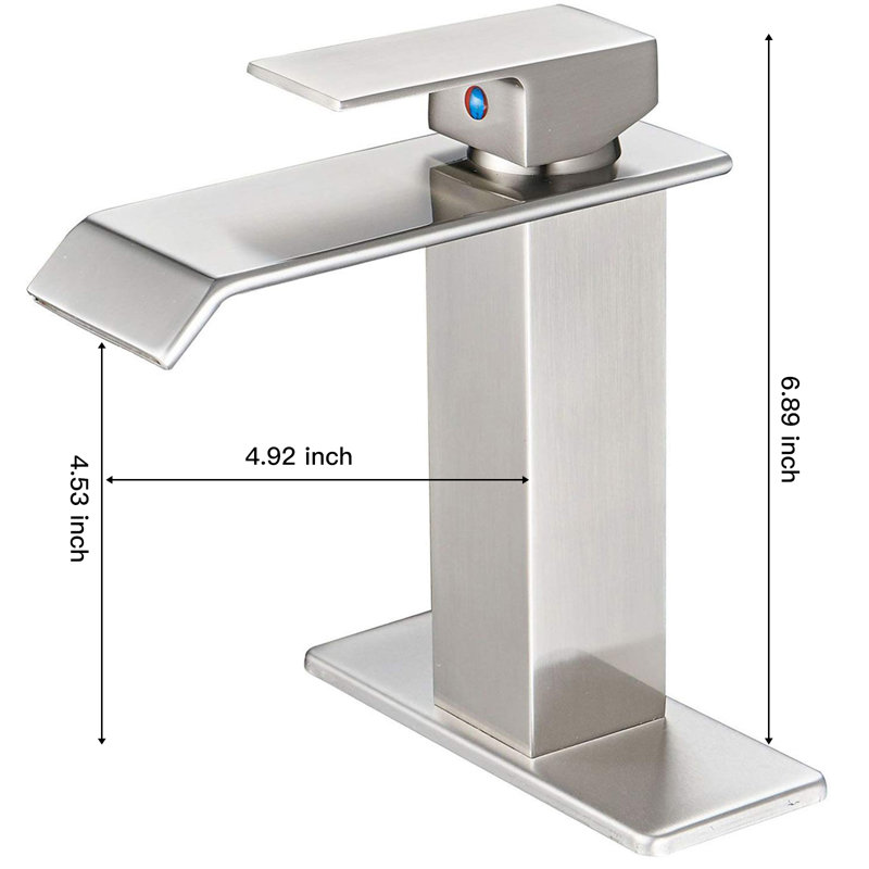 Robinet de salle de bains monotrou avec ensemble de drainage, Nickel brossé