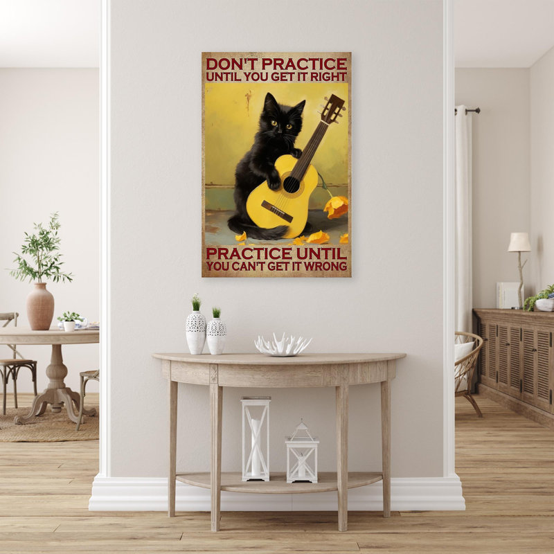 Guitare Black Cat - 1 pièce, H 36 po x l 24 po x P 1,25 po