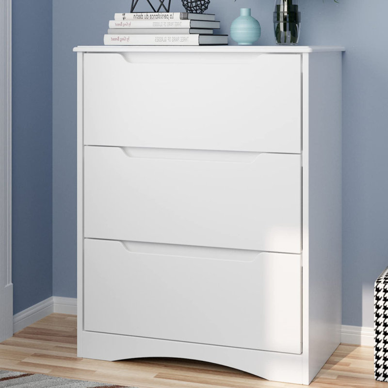 Michiaki  23.6"W 3-Drawer Dressing Dressers with Inset Handles，storage cabinet, White