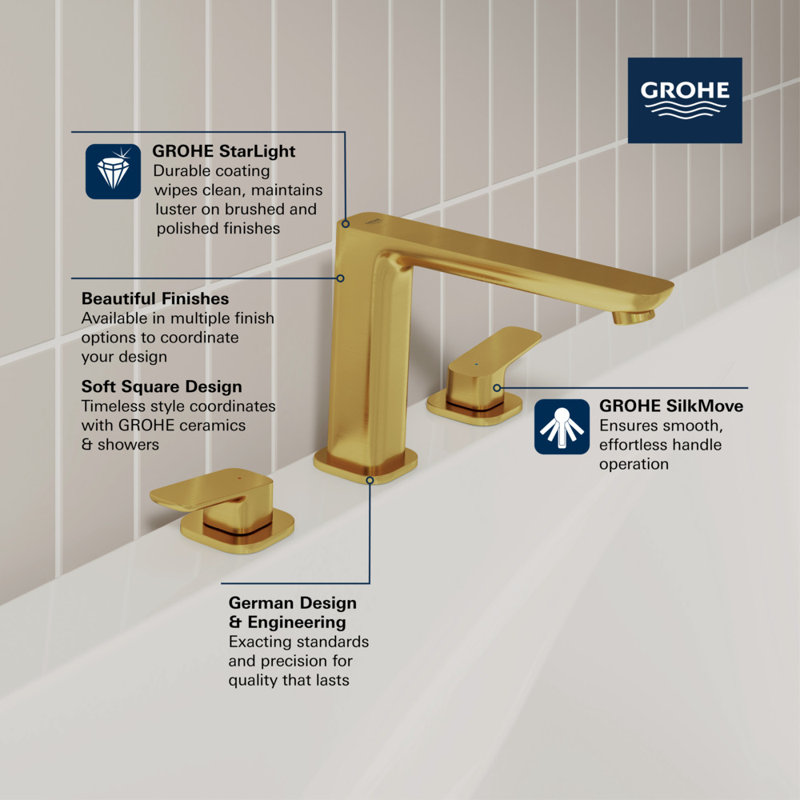 Cubeo 3-Hole 2-Handle Deck Mount Tub Filler, Matte Black