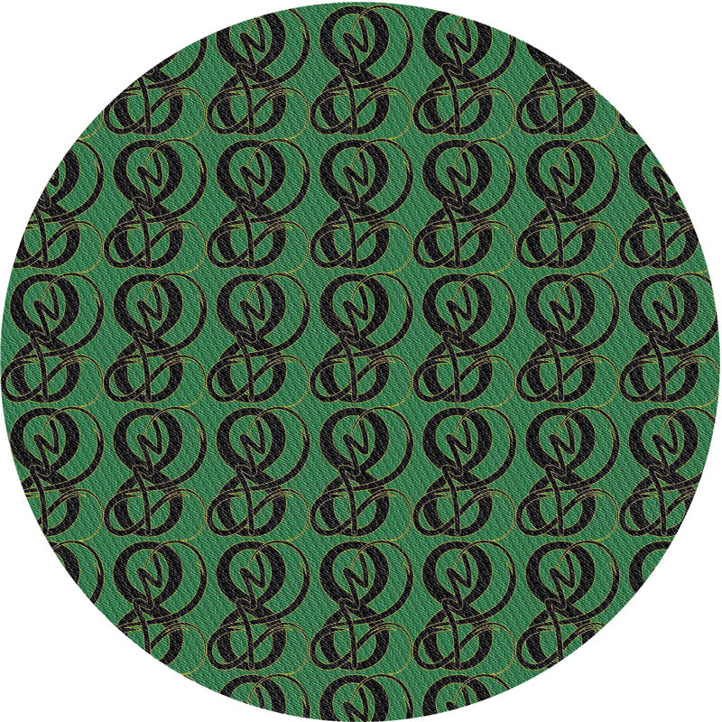 Tapis vert / noir Power Loom, Rond 3 pi